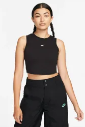 Nike Sportswear Chill Knit Geripptes Crop Tanktop - Black + Sail S Damen
