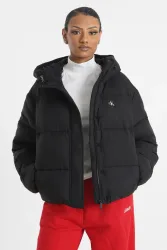 Calvin Klein Logo Short Oversized Pufferjacke - Black M Damen