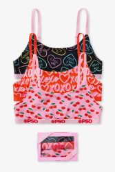 PSD Underwear Dreierpack Bralettes - Black + Red + Pink XS Damen
