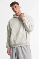 Urban Classics Fluffy Kapuzensweatshirt - Light Grey Heather M Herren