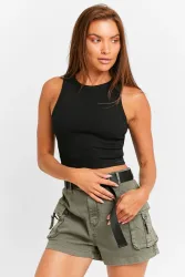 Tally Weijl Geripptes Crop Tanktop - Black XS Damen