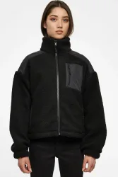 Urban Classics Sherpa Jacke - Black M Damen