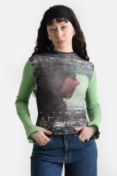 Basic Pleasure Mode Analogue Mesh Langarmshirt - Mehrfarbig S Damen