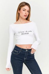 Tally Weijl Crop Langarmshirt - White S Damen