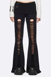 Minga London Broken Flare Strickhose - Black M Damen