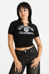 Guess Jeans Crop T-Shirt - Black M Damen