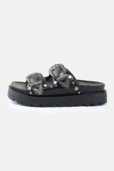 Buffalo Vegan Raya Ari West Plateau Pantoletten - Black EU36 Damen