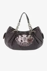 Juicy Couture Samt Handtasche - Dark Grey + Black Einheitsgroesse Damen