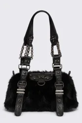 Minga London Gigi Kunstfell-Umhängetasche - Black Einheitsgroesse Damen