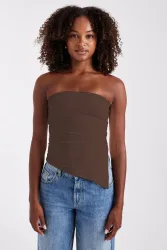 TOPSHOP TSMADISON Asymmetrisches Bandeau-Top - Chocolate Brown M Damen