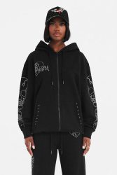 Ed Hardy Crystal Skull Kapuzensweatjacke - Black S Damen