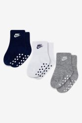 Nike Dreierpack Anti-Rutsch Kids Socken - Blue Void + Grey Heather + White EU18.5-23.5