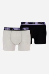 Puma Doppelpack Boxershorts - Grey + Black + Purple S Herren