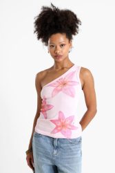 Tally Weijl Geripptes One Shoulder Top - Pink S Damen