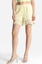Only ONLKIM Stoffshorts mit Lochmuster - Double Cream S Damen