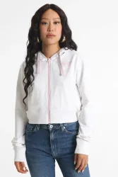 Boxeur des Rues Crop Kapuzensweatjacke - White + Pink M Damen