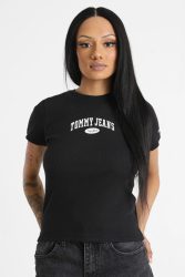 Tommy Jeans Varsity geripptes T-Shirt - Black S Damen