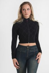 Hugo Red Kaia Crop Feinstrickjacke - Black XS Damen