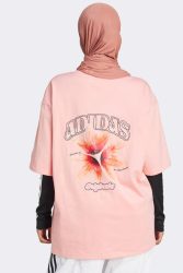 Adidas Originals Summer Glow Graphic Oversize T-Shirt - Semi Pink Spark M Damen