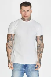 Siksilk Geripptes T-Shirt - White L Herren