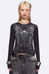 Minga London Graveborn Langarmshirt - Black M Damen