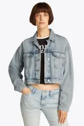 Tommy Jeans Crop Jeansjacke - Denim Light S Damen