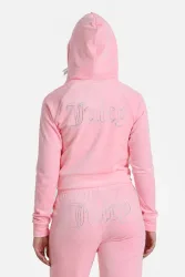 Juicy Couture Madison Samt Crop Jacke - Cotton Candy XS Damen