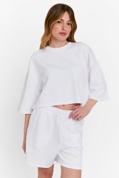 Tally Weijl Crop Sweat T-Shirt - White XS Damen