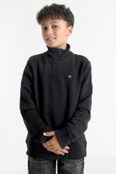 Calvin Klein Jeans Monogram Mini Badge Oversize Sweater - Black 12 Kids