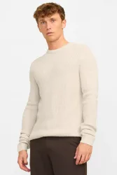 Jack & Jones Elewis Gerippter Strickpullover - Moonbeam M Herren