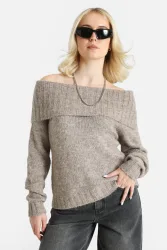 Only ONLSHINE Off Shoulder Strickpullover - String Melange S Damen