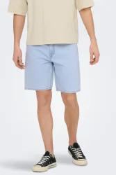 Only & Sons Edge Jeansshorts - Light Blue Denim S Herren