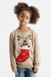 Only KOGXMAS SHINE Weihnachtsstrickpullover - Humus 134-140 Kids