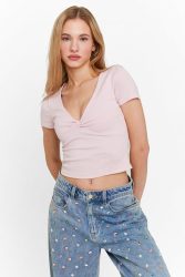 Tally Weijl Geripptes Crop T-Shirt - Pink S Damen