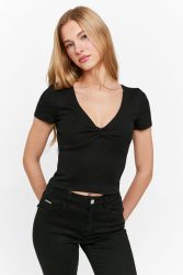 Tally Weijl Geripptes Crop T-Shirt - Black M Damen