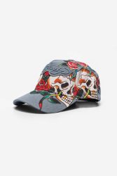 Ed Hardy Skull Rose Strapback Cap - Mid Blue Einheitsgroesse Herren