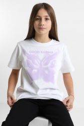 Miss Tee Good Karma Butterfly Oversize T-Shirt - White 158-164 Kids