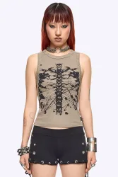 Minga London Under The Skin Crop Tanktop - Taupe XS Damen