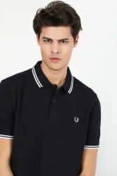 Fred Perry Poloshirt - Navy + White S Herren