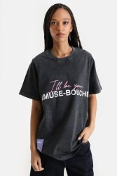 Pica Pica Oversize T-Shirt - Washed Black L Damen