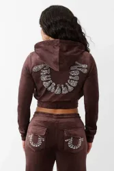 True Religion Samt Crop Jacke - Fudge XS Damen
