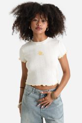 Roxy Pointelle Crop T-Shirt - Egret S Damen