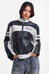 Ed Hardy Los Angeles Kunstleder Bikerjacke - Black XS Damen