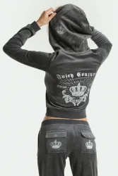 Juicy Couture Rebelle Samt Crop Jacke - Raven S Damen