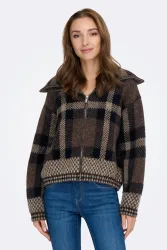 Only ONLMAROON Crop Strickjacke - Black + Chocolate M Damen