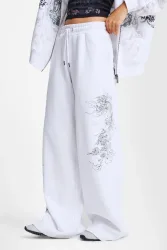 Ed Hardy Gothic Dragon Sweathose - White XS Damen
