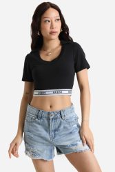 Guess Crop T-Shirt - Jet Black S Damen
