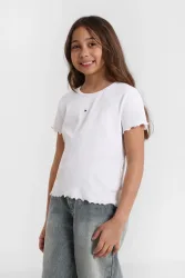 Tommy Hilfiger Geripptes T-Shirt - White 16 Kids