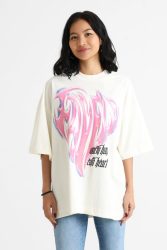 Favela Cold Hearts Oversize T-Shirt - Vanilla XS Damen