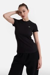 Lacoste Geripptes T-Shirt - Black 32 Damen